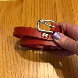 Ralph Lauren Red Leather Belt with RL Emblem
